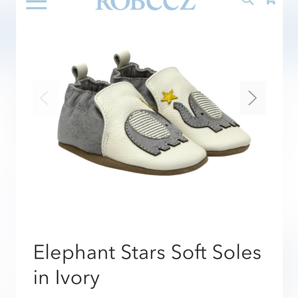 Robeez Elephant Stars Soft Soles in Ivory - brand new